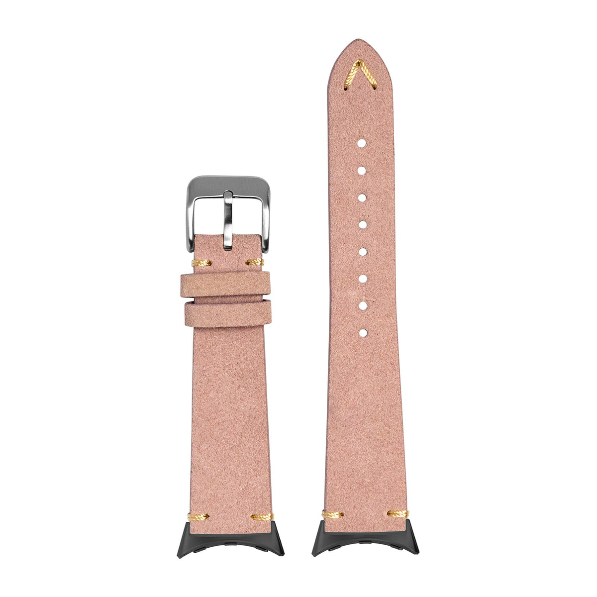 Suede Leather Pink with Google Pixel Spring Bar Adapters - Wear Any 20mm Strap! for Pixel Watch 1-5 41mm