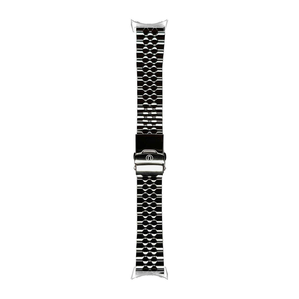 Straight End Snakeskin Bracelet (18/20/22mm) Silver with Google Pixel Spring Bar Adapters - Wear Any 20mm Strap! for Pixel Watch 3-5 45mm