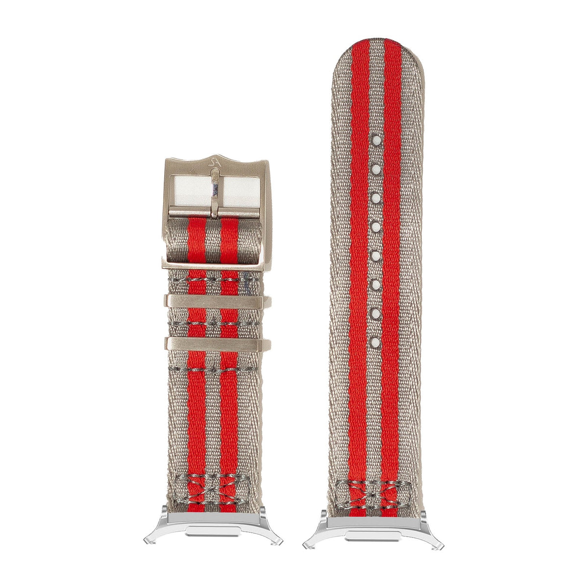 Ultra Militex - Grey / Red Silver with Strap Adapter for Galaxy Watch 8-9/Ultra