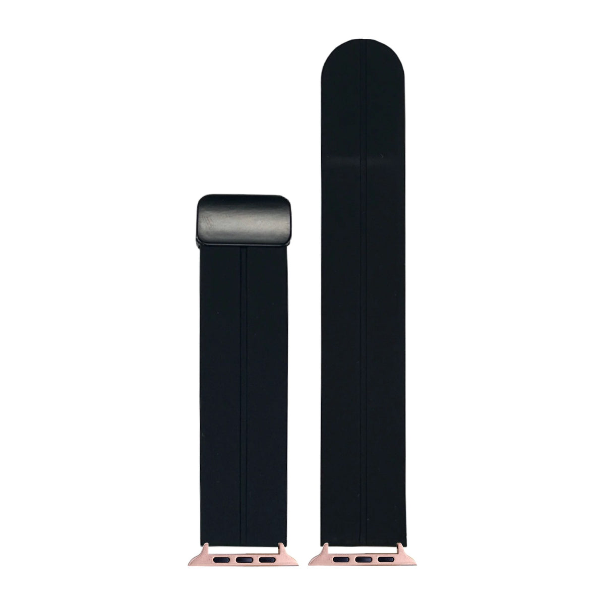 Silicone Black Rose Gold with Magnetic Clasp with Connecters - Spring Bar Type for Apple Watch