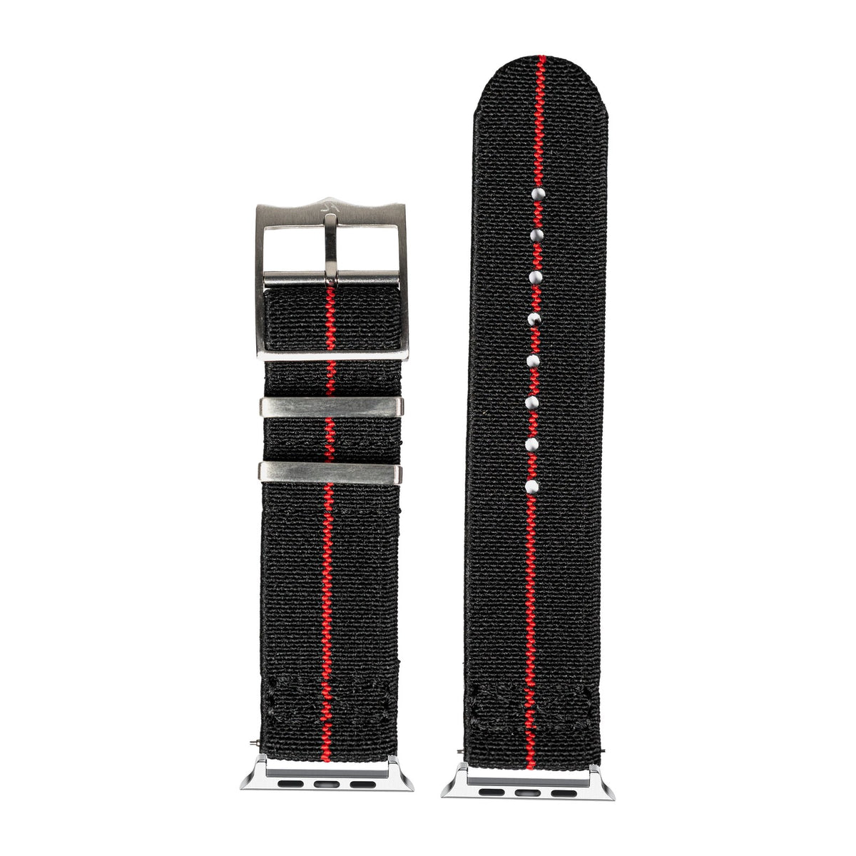 ElastoFlex - Black/Red Silver with Connecters - Spring Bar Type for Apple Watch