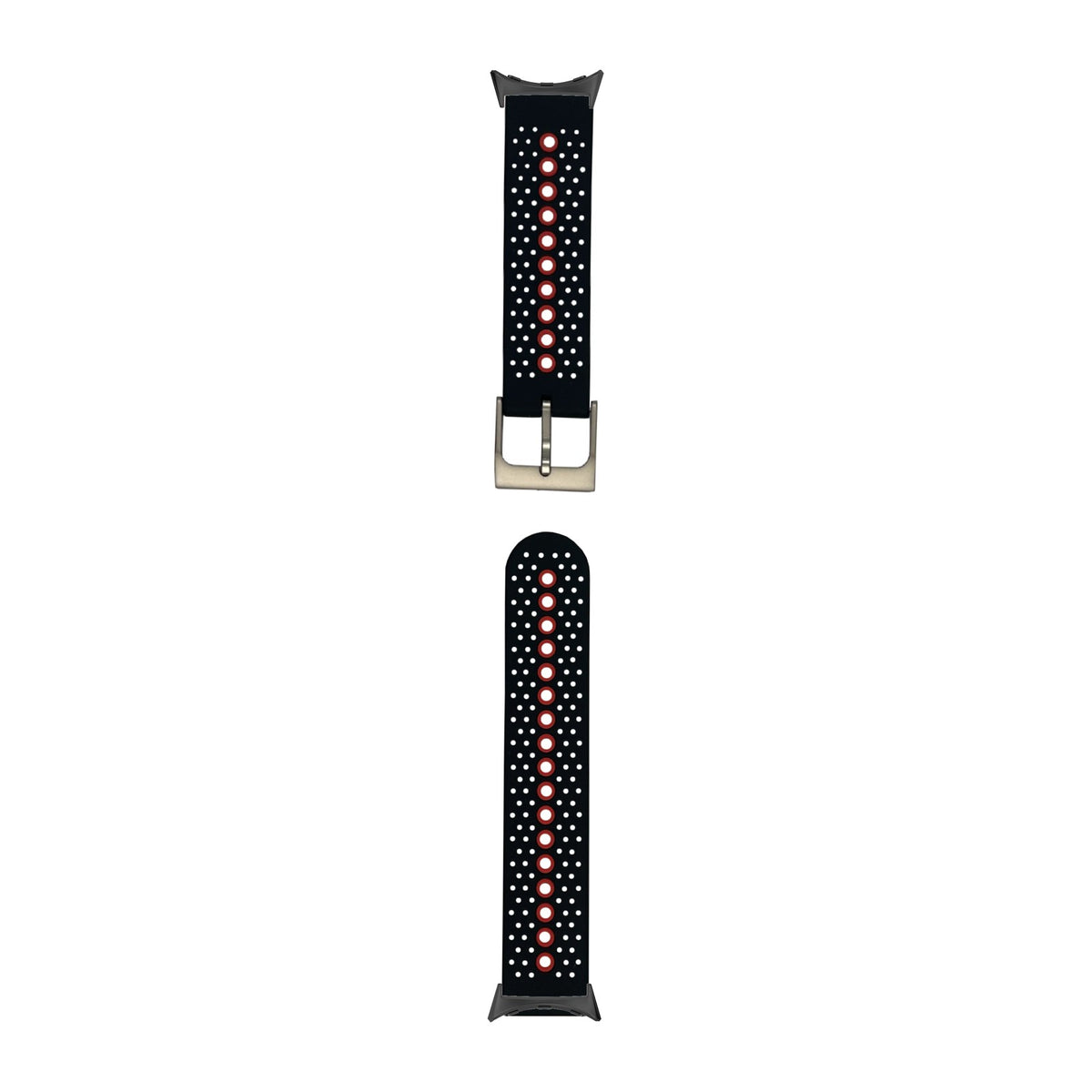 Flexi Sports Silicone 2 Black/Red Black with Google Pixel Spring Bar Adapters - Wear Any 20mm Strap! for Pixel Watch 1-5 41mm