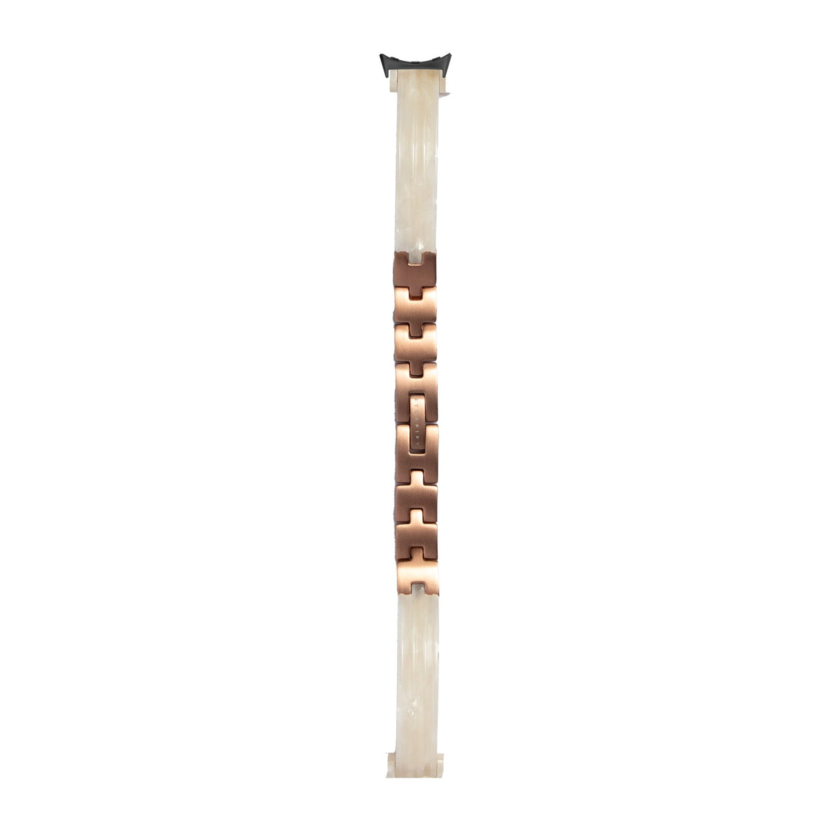 Acetate Bangle - White Pearl / Rose Gold Black with Google Pixel Spring Bar Adapters - Wear Any 20mm Strap! for Pixel Watch 3-5 45mm