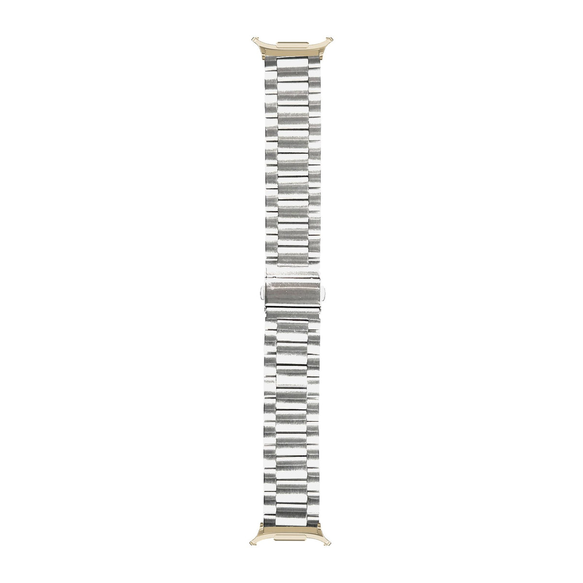 Steel Bracelet Gold with Deployant Clasp - Silver with Strap Adapter for Galaxy Watch 8-9/Ultra