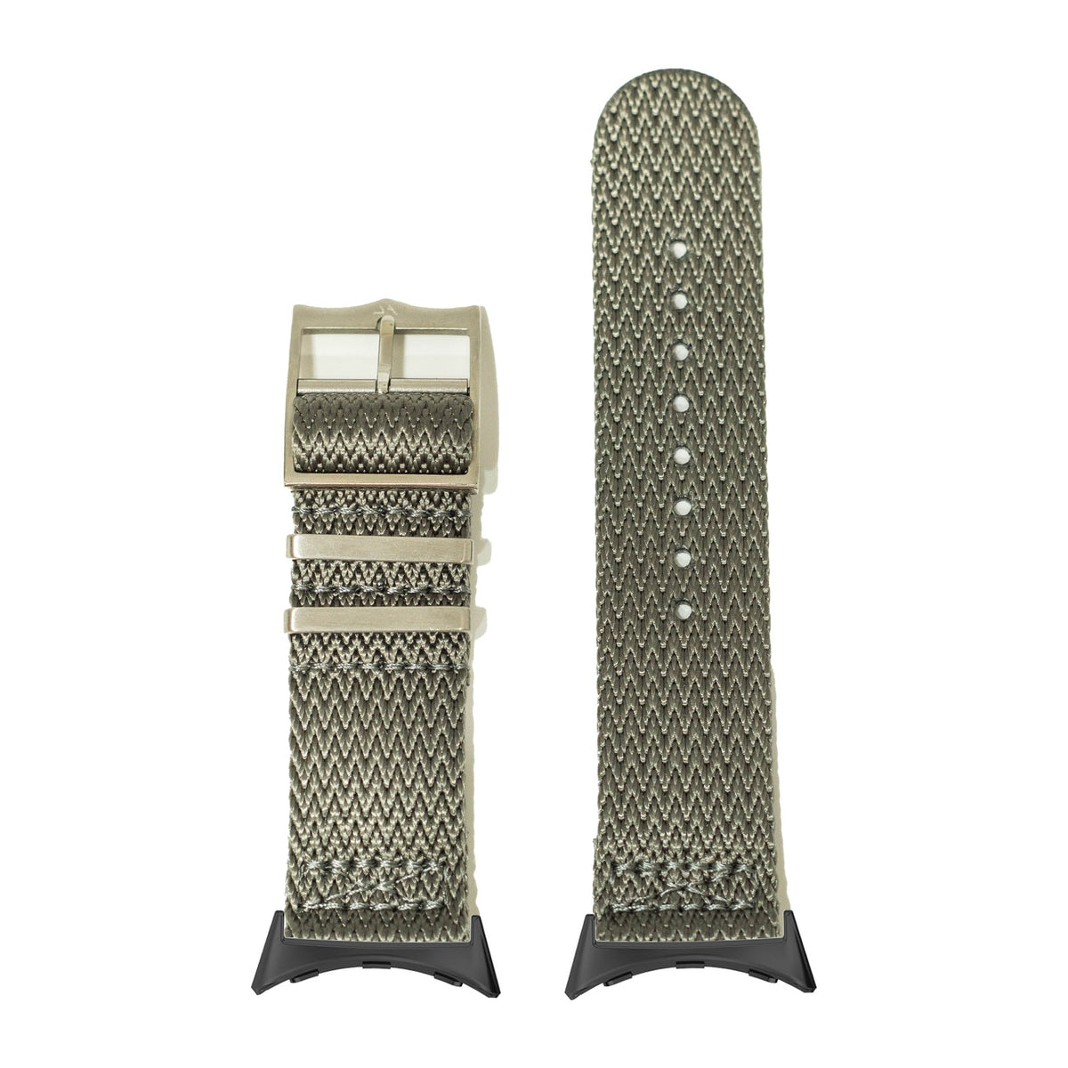 Sharktooth Militex - Grey with Google Pixel Spring Bar Adapters - Wear Any 20mm Strap! for Pixel Watch 3-5 45mm