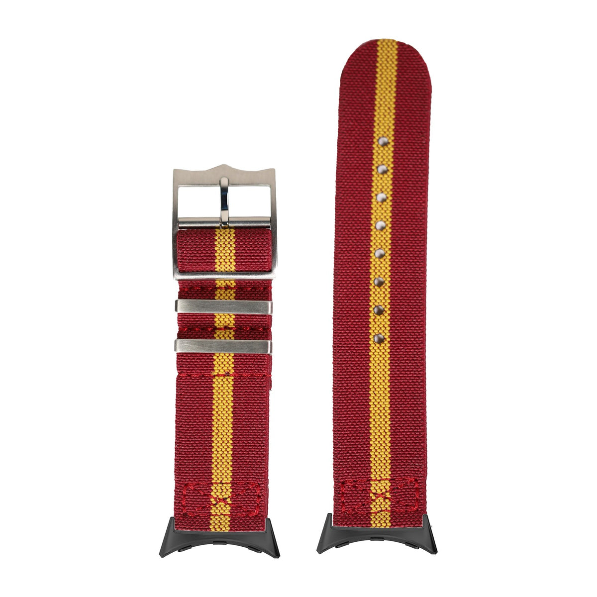 ElastoFlex - Burgundy Red/Yellow with Google Pixel Spring Bar Adapters - Wear Any 20mm Strap! for Pixel Watch 3-5 45mm