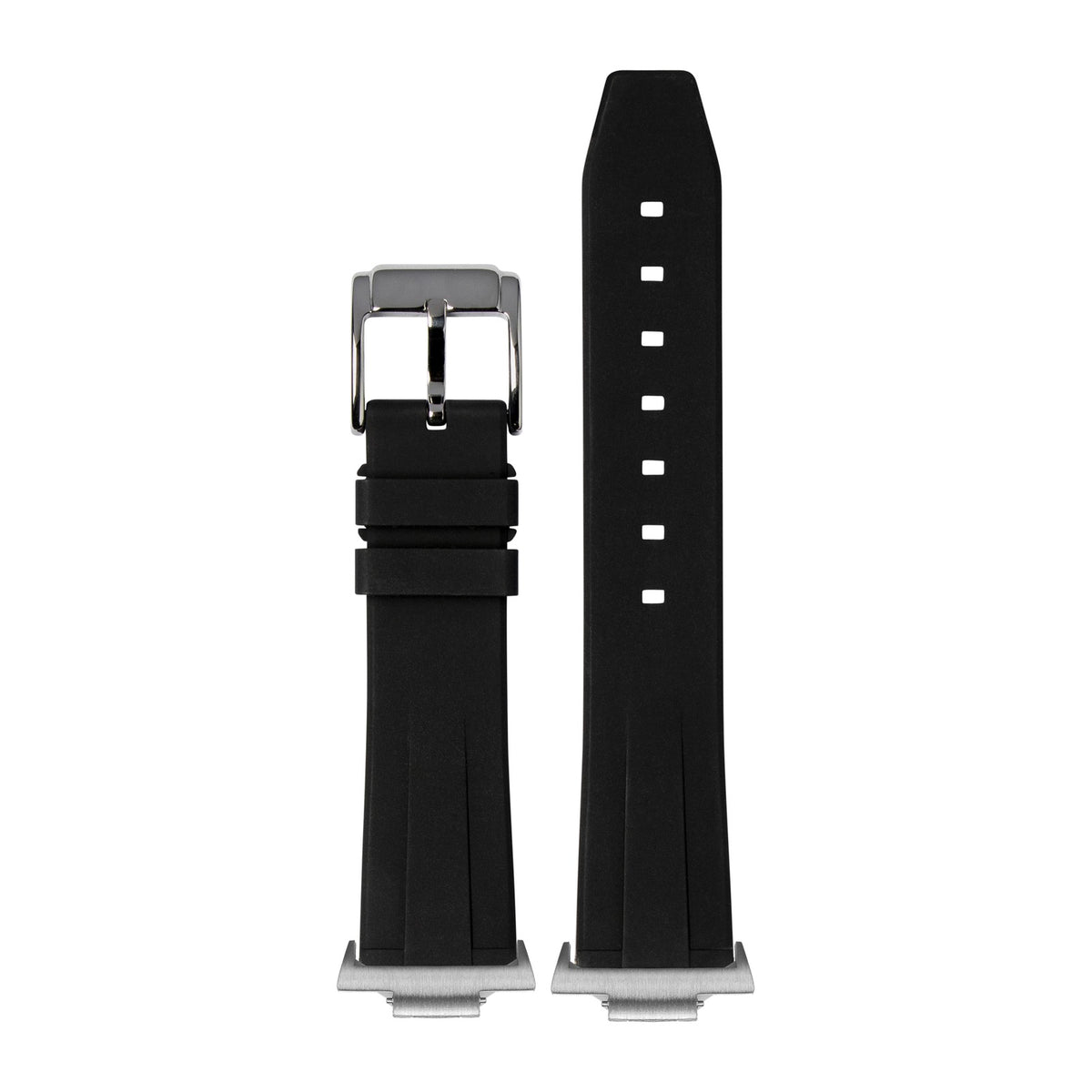 Shouldered FKM Rubber Black Silver with Strap Adapter for Tissot PRX 40