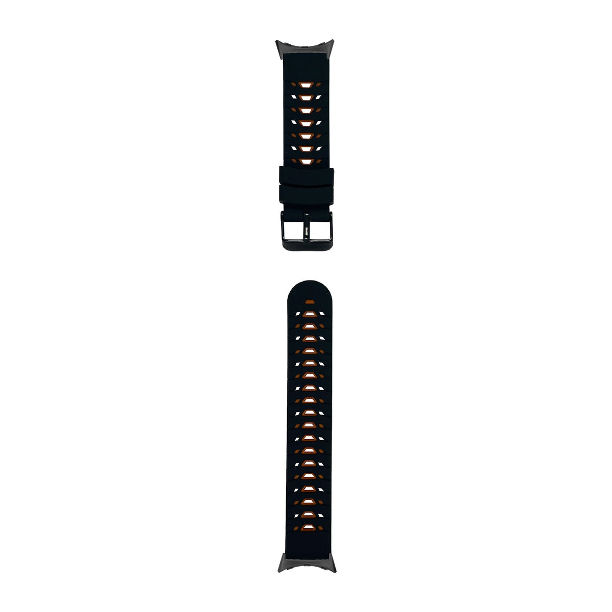 Flexi Silicone - Armour Black/Orange Black with Google Pixel Spring Bar Adapters - Wear Any 20mm Strap! for Pixel Watch 1-5 41mm