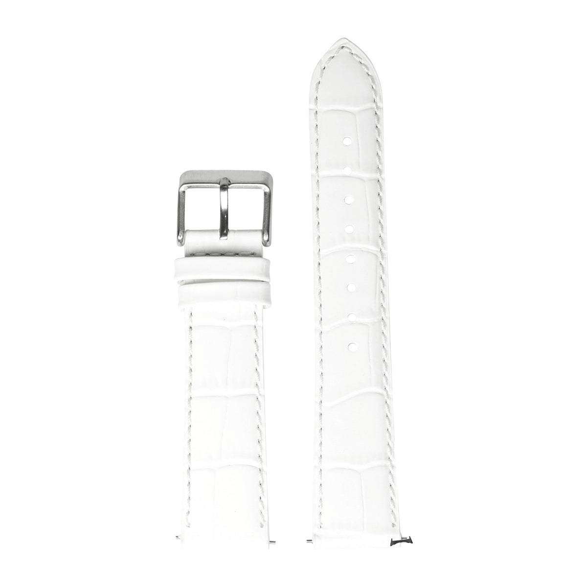 Alligator Leather - White with Google Pixel Spring Bar Adapters - Wear Any 20mm Strap! for Pixel Watch 1-5 41mm