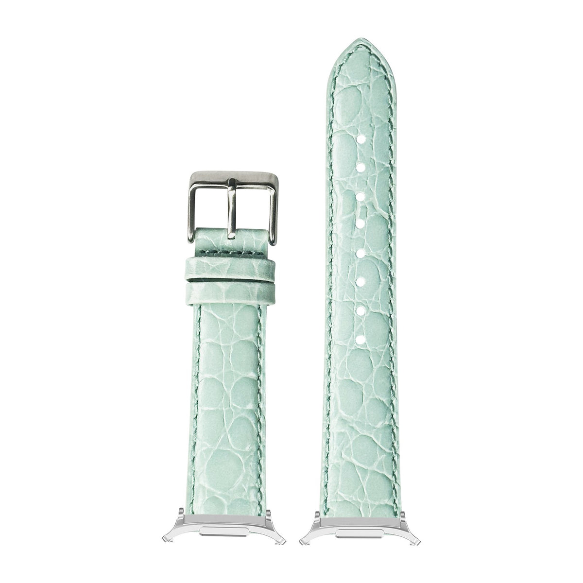 Alligator Leather - Light Tiffany Blue Silver with Strap Adapter for Galaxy Watch 8-9/Ultra