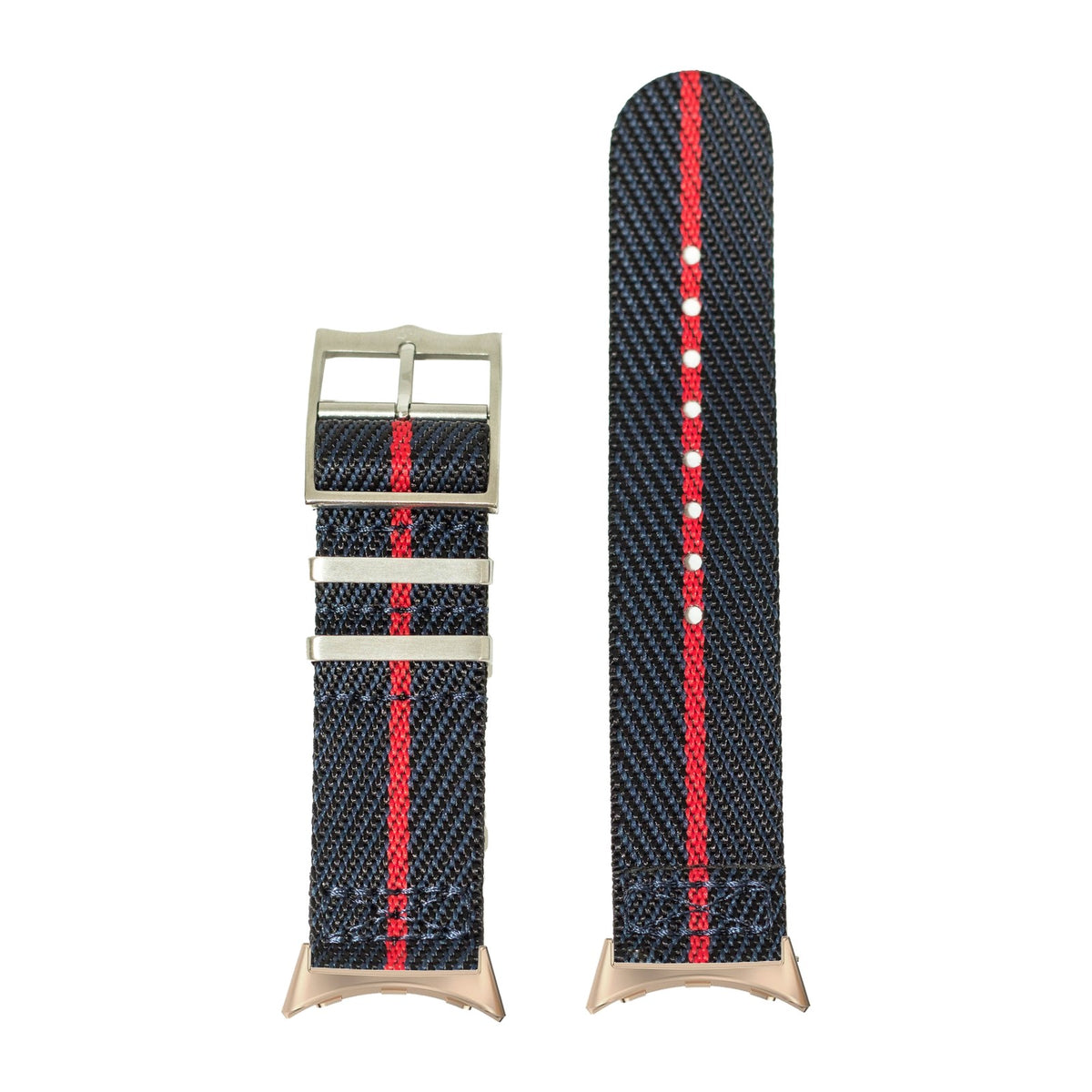 Cross Militex - Night Blue / Red Rose Gold with Google Pixel Spring Bar Adapters - Wear Any 20mm Strap! for Pixel Watch 1-5 41mm