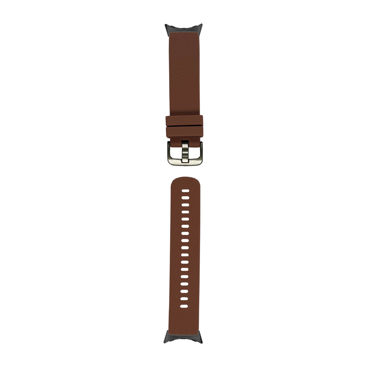Original Silicone Small/Medium Brown with Google Pixel Spring Bar Adapters - Wear Any 20mm Strap! for Pixel Watch 3-5 45mm