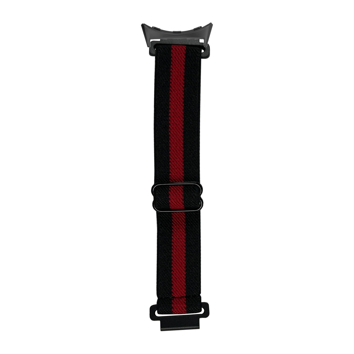 Weaved Elastic Loop Black / Red with Google Pixel Spring Bar Adapters - Wear Any 20mm Strap! for Pixel Watch 3-5 45mm