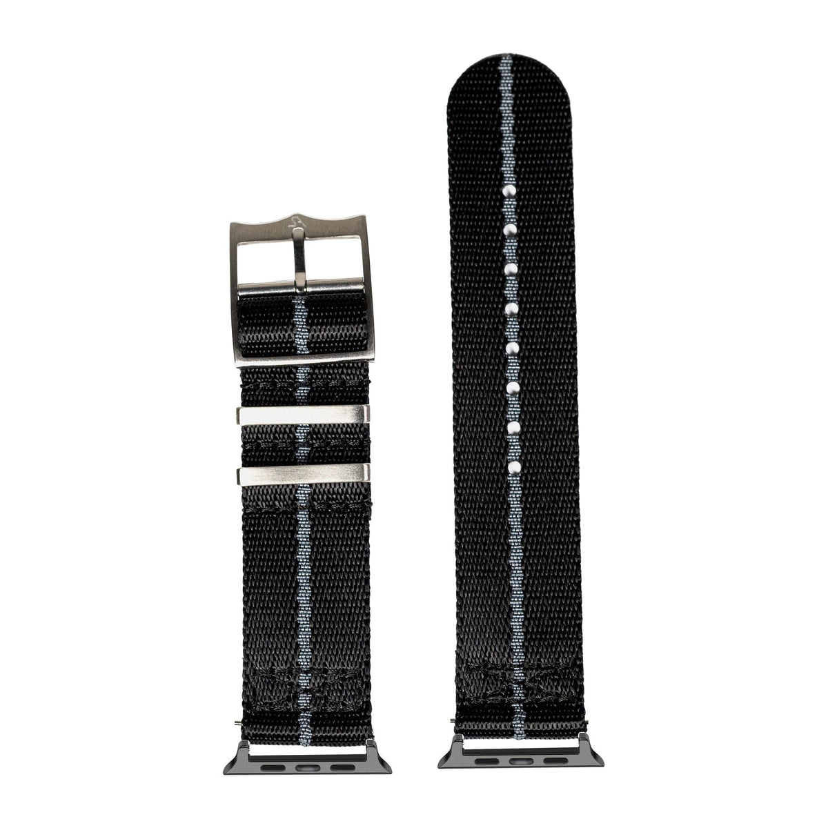 Supreme Militex - Black and Grey Stripe Black with Connecters - Spring Bar Type for Apple Watch