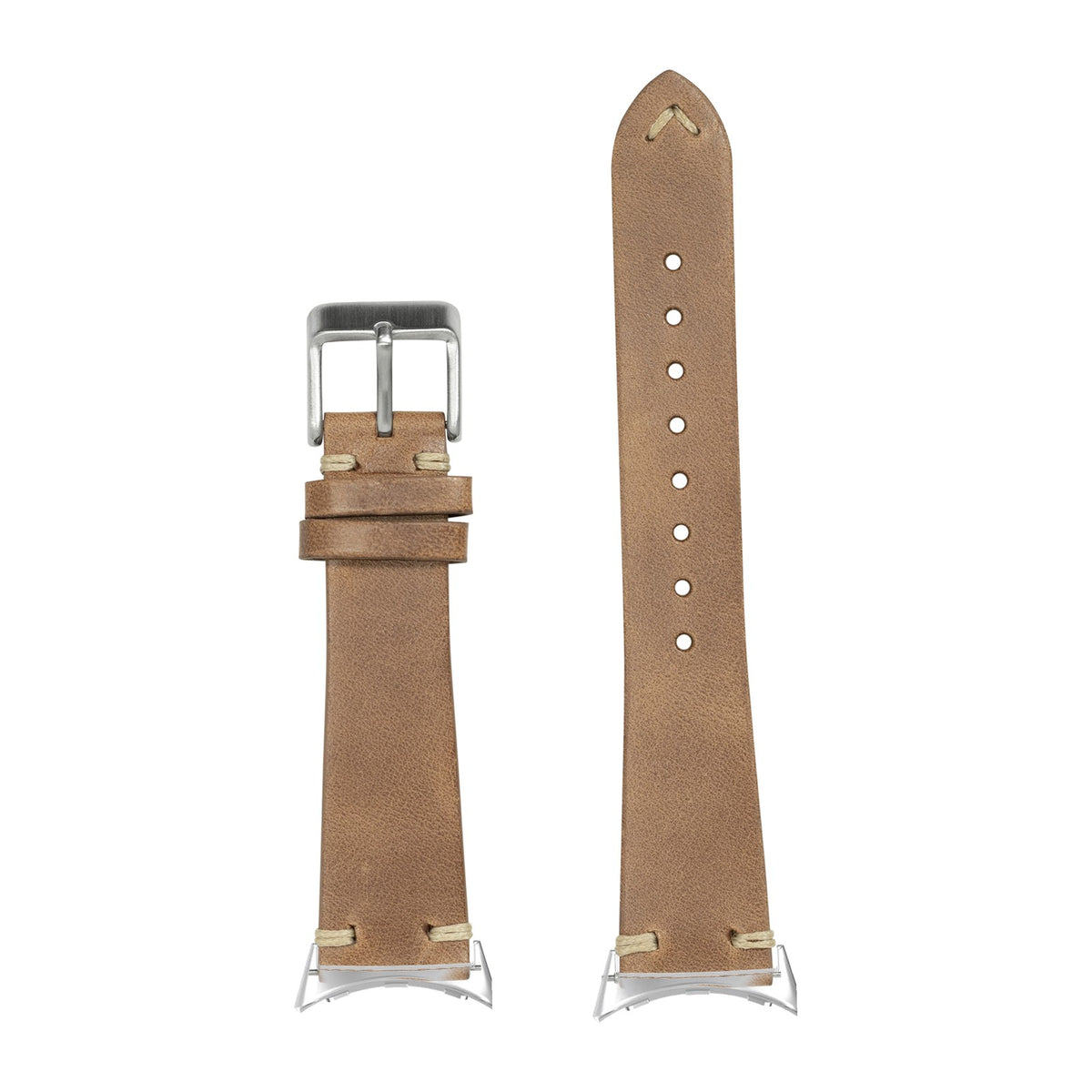 Vintage Knotted Leather - Brown Silver with Google Pixel Spring Bar Adapters - Wear Any 20mm Strap! for Pixel Watch 3-5 45mm