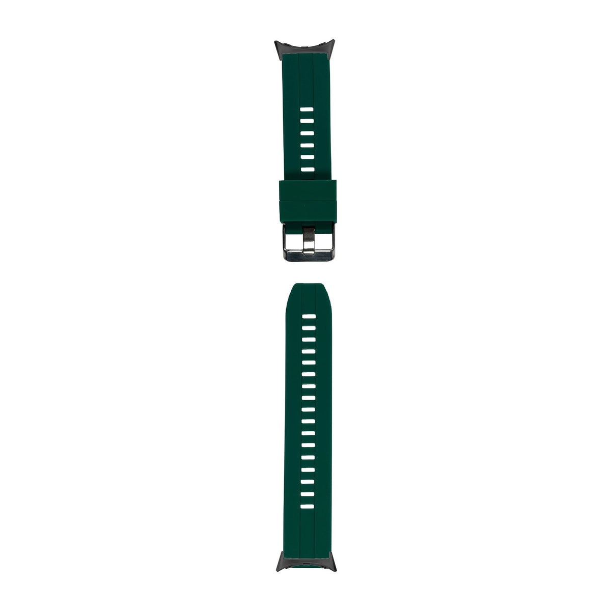 Flexi Silicone 2 Forest Green Black with Google Pixel Spring Bar Adapters - Wear Any 20mm Strap! for Pixel Watch 3-5 45mm