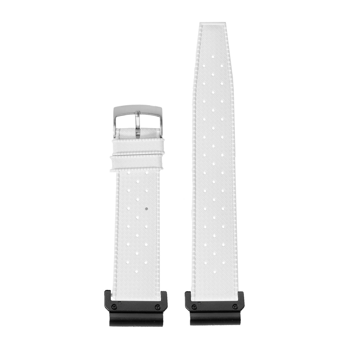 King Tropic FKM Rubber - White Black with Slim Military Spring Bar Adapters - Wear Any Non-Garmin Strap! for QuickFit
