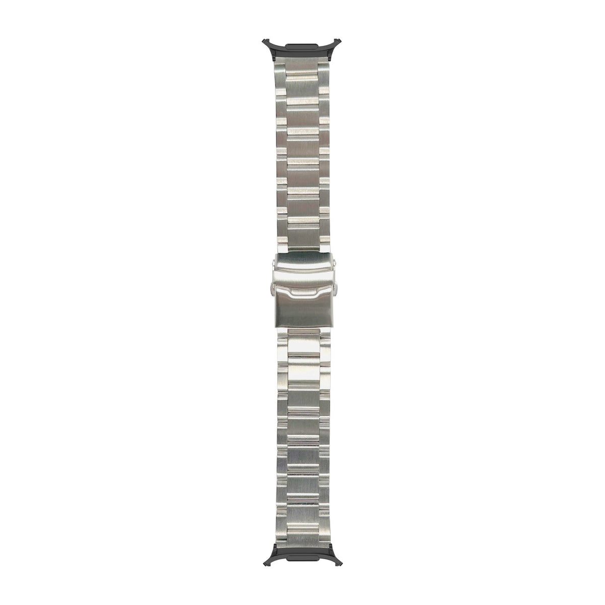 Steel Bracelet - Hex Link Silver Black with Safety Deployant Clasp with Strap Adapter for Galaxy Watch 8-9/Ultra
