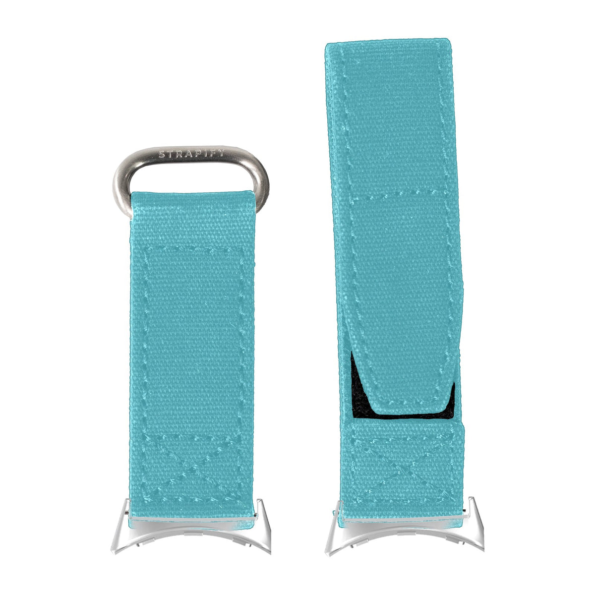 Military Velcro - Sky Blue Silver with Google Pixel Spring Bar Adapters - Wear Any 20mm Strap! for Pixel Watch 3-5 45mm
