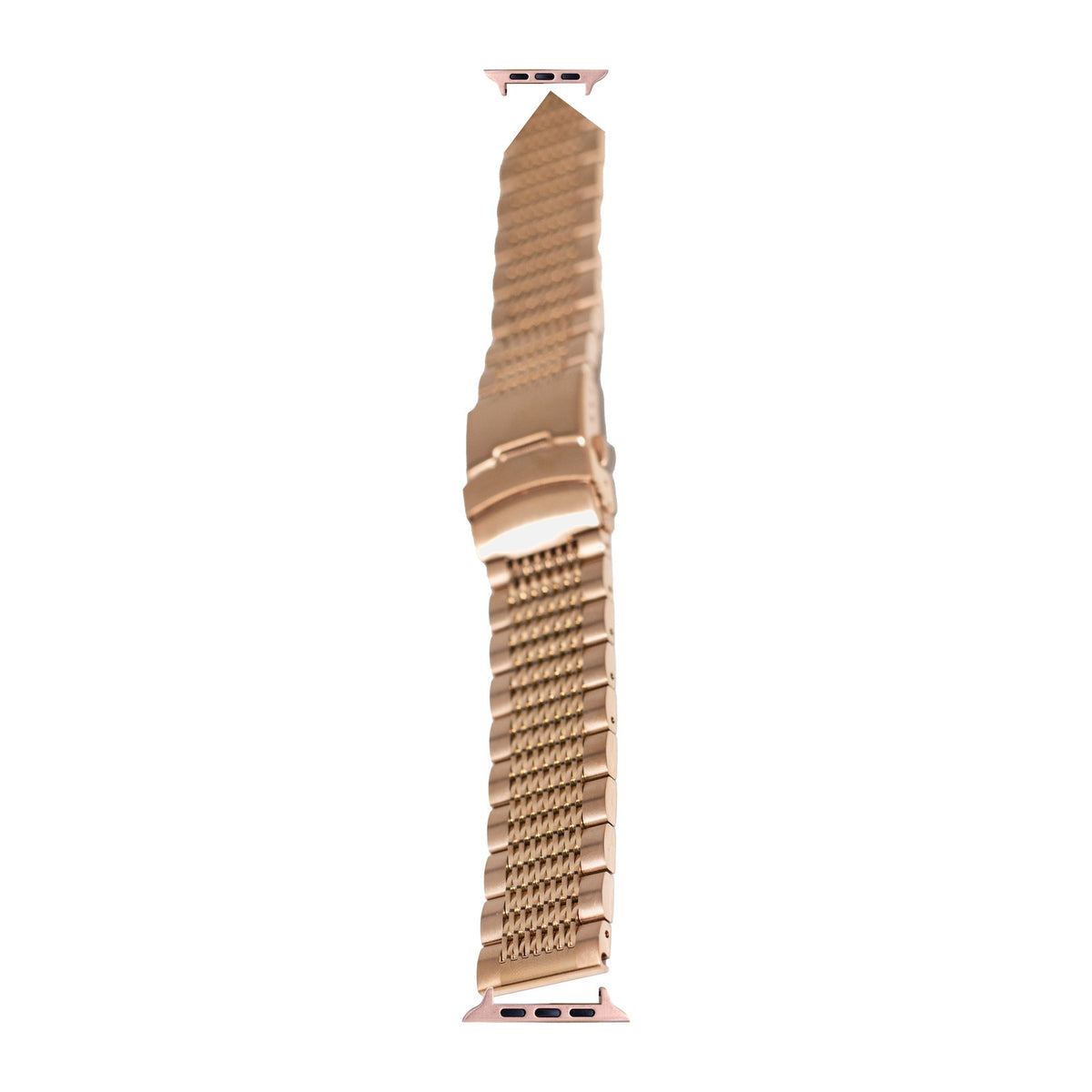 Rose Gold Steel Bracelet - Folding Deployant Clasp Rose Gold with Connecters - Spring Bar Type for Apple Watch