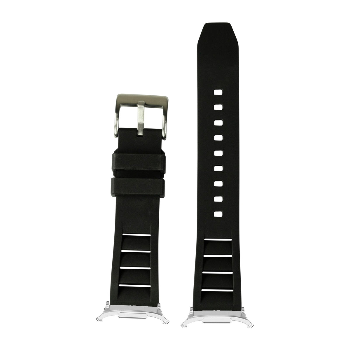 Shark Fin FKM Rubber - Black Silver with Strap Adapter for Galaxy Watch 8-9/Ultra