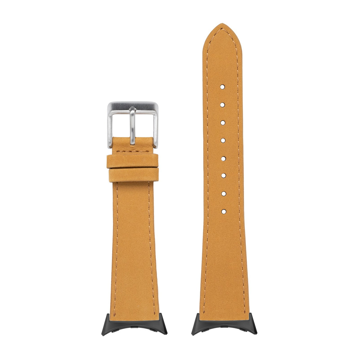 Nubuck Leather - Brown with Google Pixel Spring Bar Adapters - Wear Any 20mm Strap! for Pixel Watch 1-5 41mm