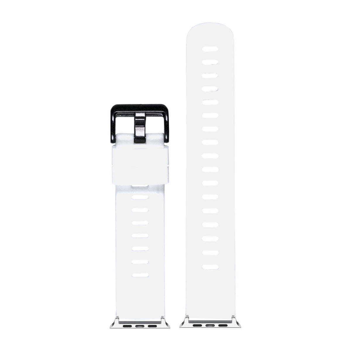 Flexi Silicone 3 White Silver with Black Hardware with Connecters - Spring Bar Type for Apple Watch