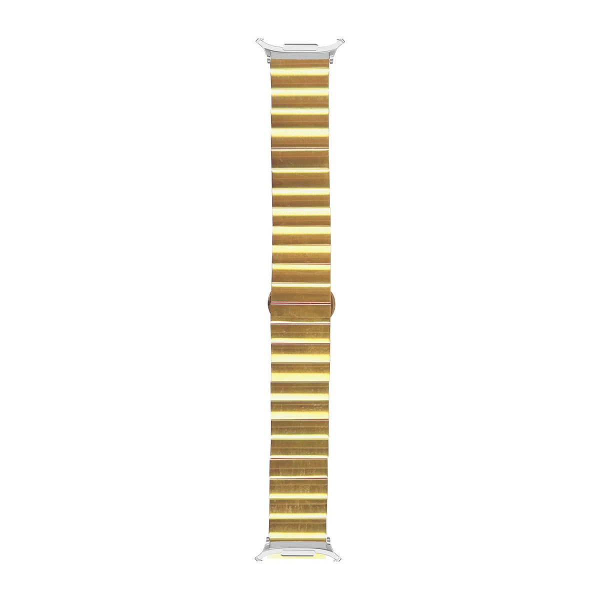 Steel Bracelet (Gold) - Deployment Clasp 3 Silver with Strap Adapter for Galaxy Watch 8-9/Ultra