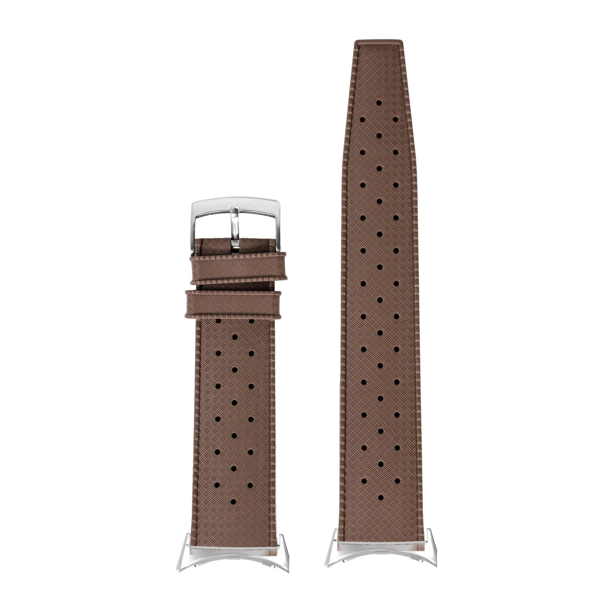 King Tropic FKM Rubber - Brown Silver with Google Pixel Spring Bar Adapters - Wear Any 20mm Strap! for Pixel Watch 1-5 41mm