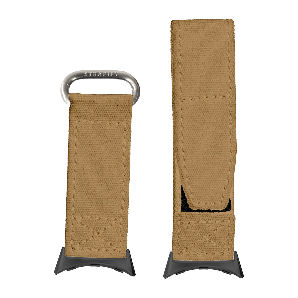 Military Velcro - Desert Sand Black with Google Pixel Spring Bar Adapters - Wear Any 20mm Strap! for Pixel Watch 1-5 41mm