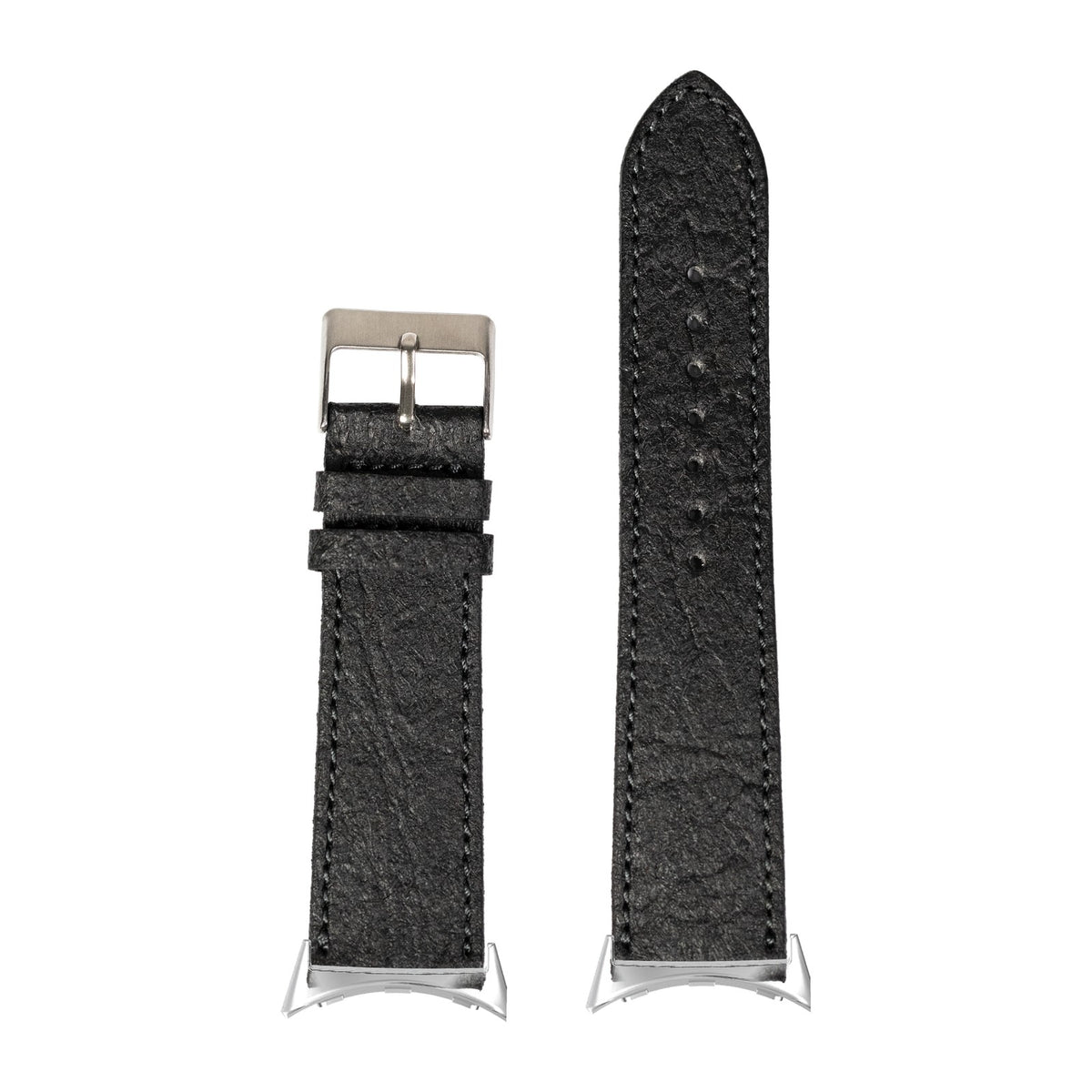 Pineapple Vegan Leather - Black Silver with Google Pixel Spring Bar Adapters - Wear Any 20mm Strap! for Pixel Watch 1-5 41mm