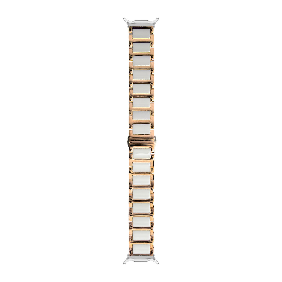 Ceramic Bracelet - Rose Gold Silver with Strap Adapter for Galaxy Watch 8-9/Ultra