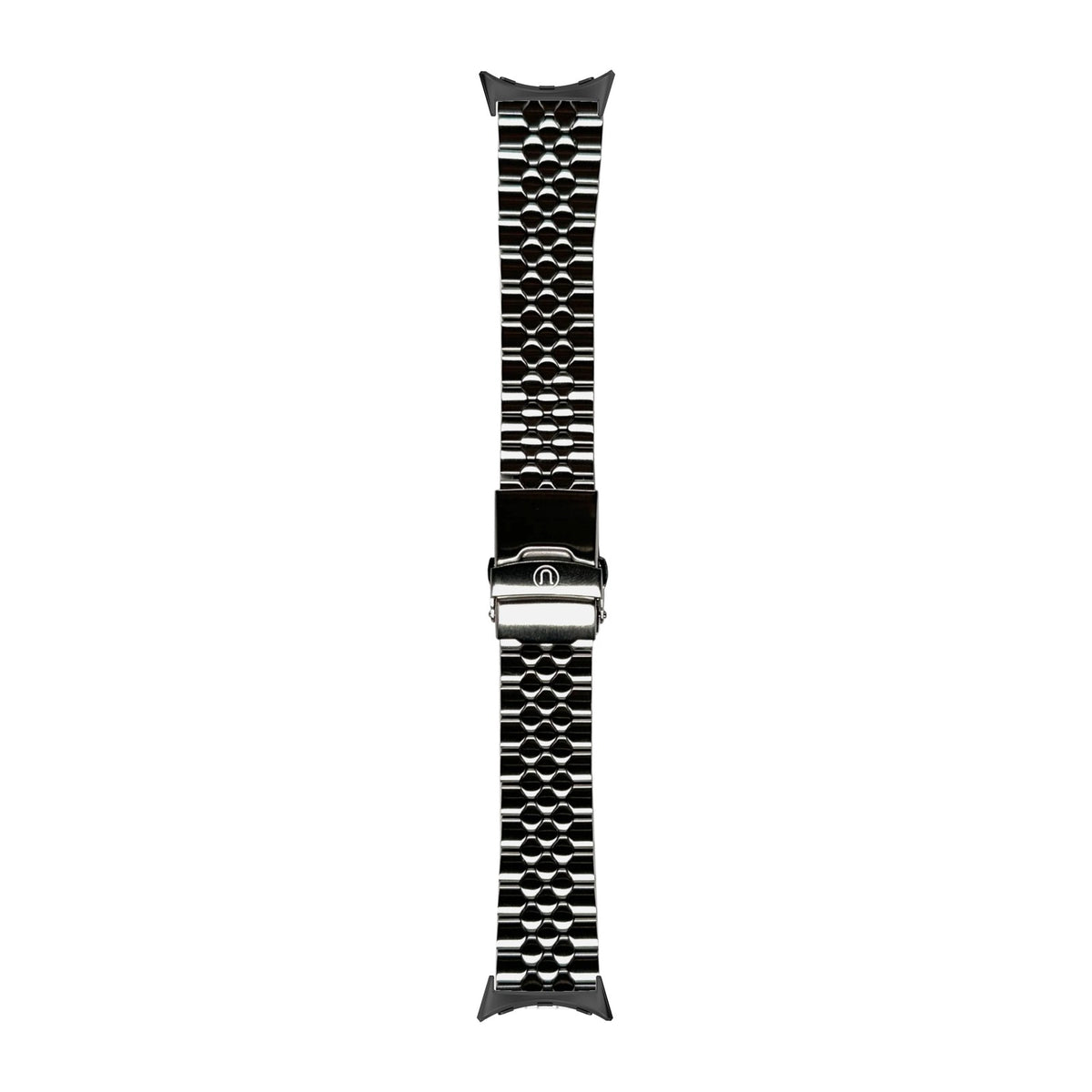Straight End Snakeskin Bracelet (18/20/22mm) Black with Google Pixel Spring Bar Adapters - Wear Any 20mm Strap! for Pixel Watch 1-5 41mm
