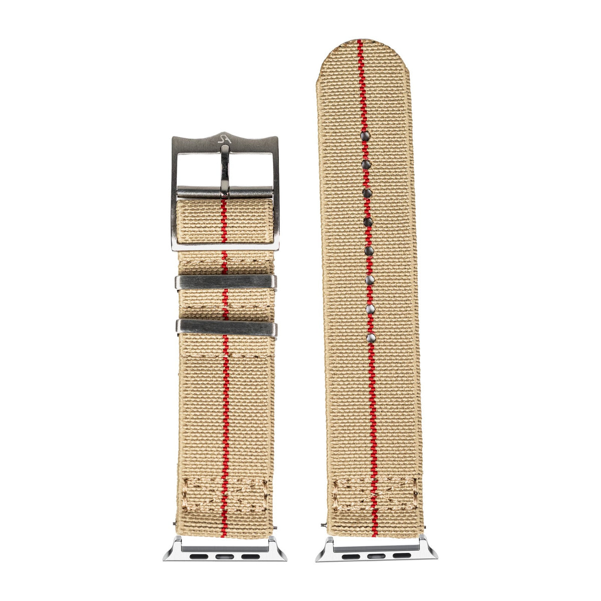 ElastoFlex - Desert Sand/Red Silver with Connecters - Spring Bar Type for Apple Watch