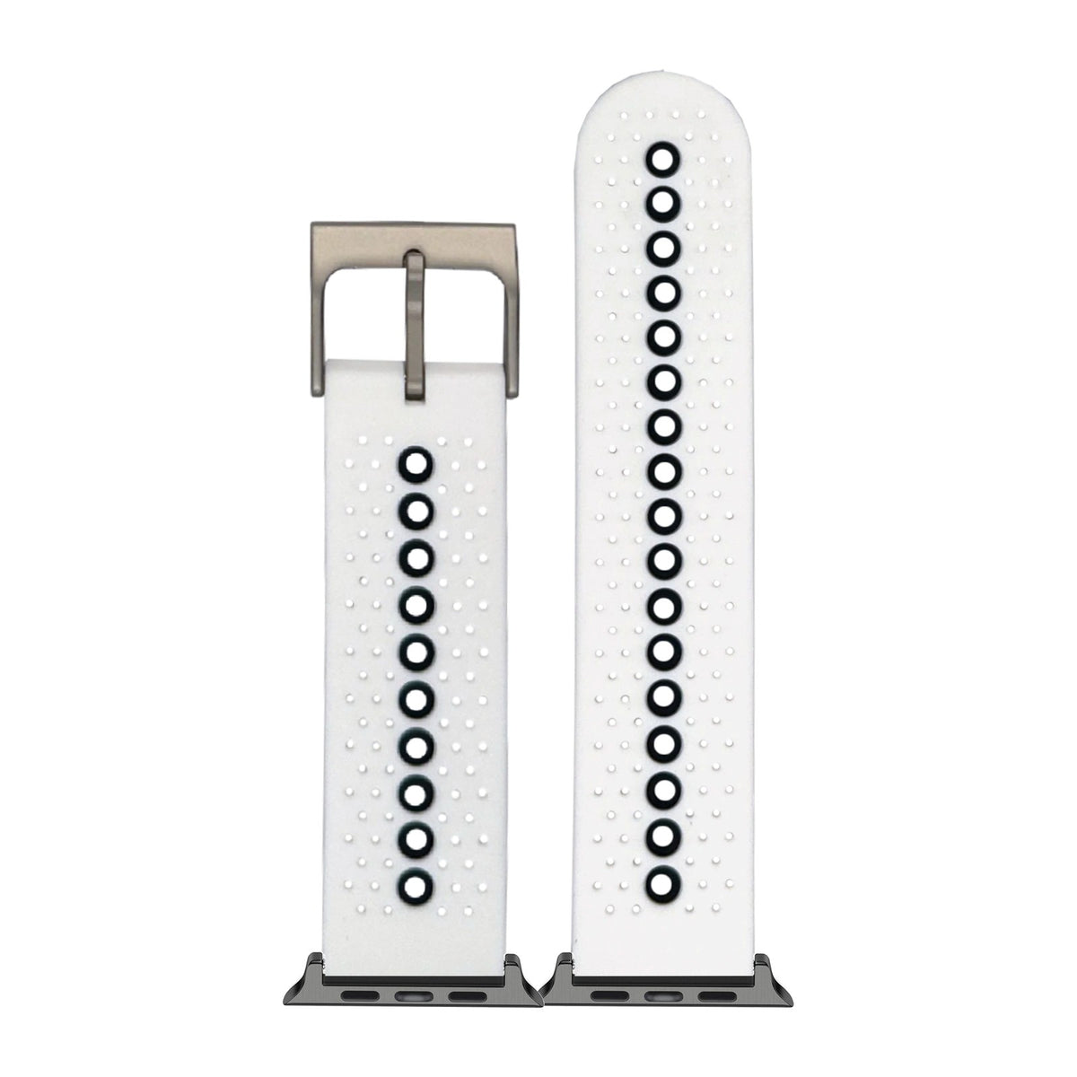 Flexi Sports Silicone 2 White Black with Connecters - Spring Bar Type for Apple Watch