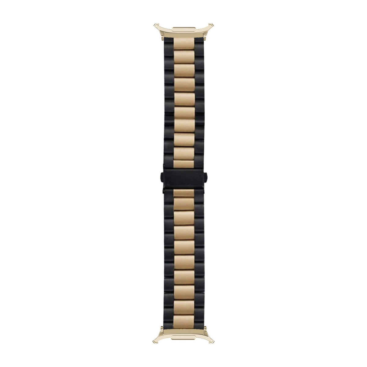 Steel Bracelet Gold with Deployant Clasp - Black/Gold with Strap Adapter for Galaxy Watch 8-9/Ultra