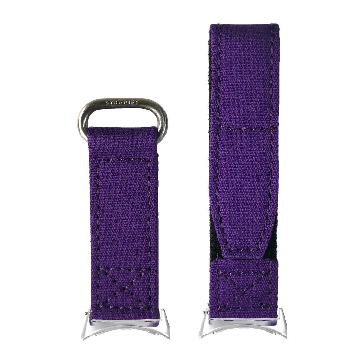Military Velcro - Purple Silver with Google Pixel Spring Bar Adapters - Wear Any 20mm Strap! for Pixel Watch 1-5 41mm