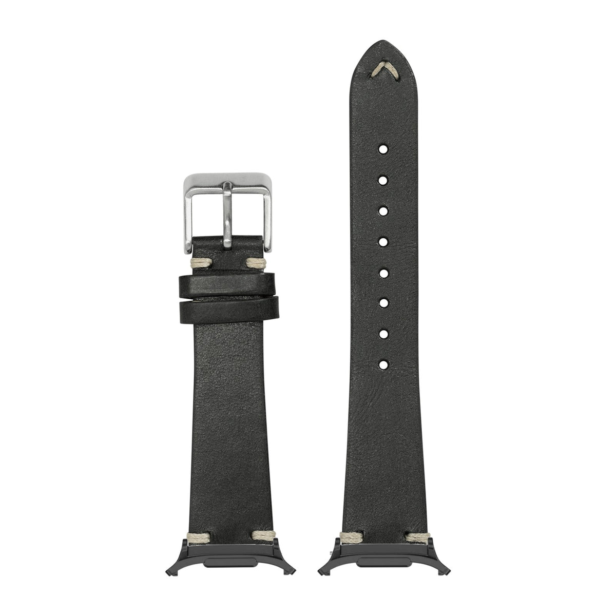 Vintage Knotted Leather - Black Black with Strap Adapter for Galaxy Watch 8-9/Ultra
