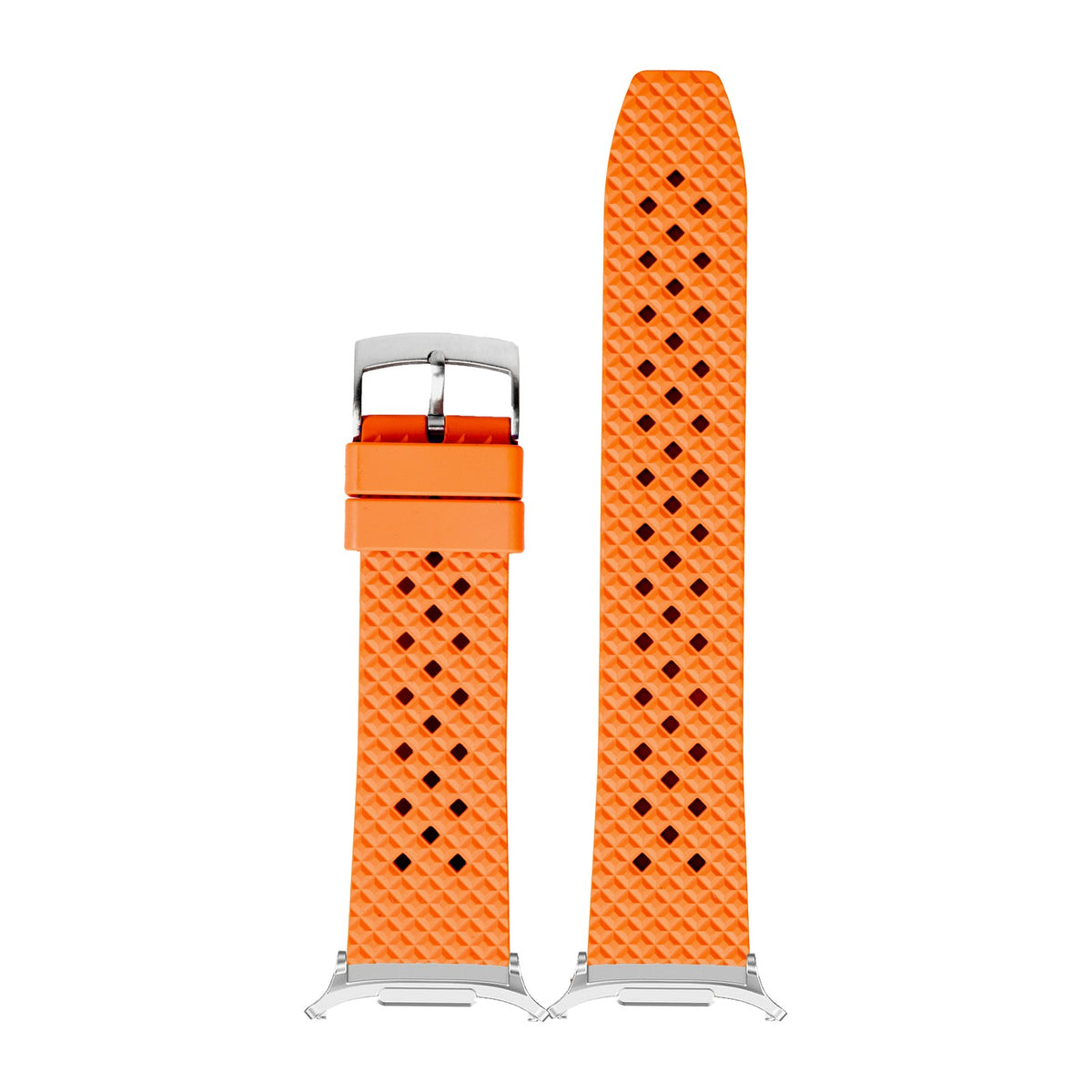 King Honeycomb FKM Rubber - Orange Silver with Strap Adapter for Galaxy Watch 8-9/Ultra