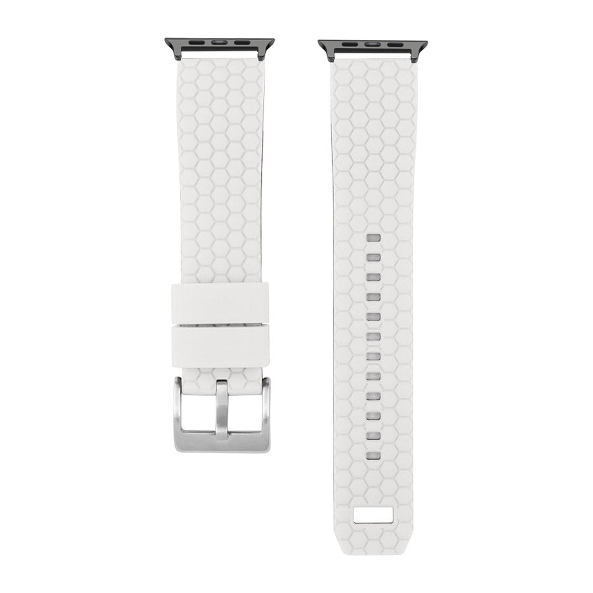 Hexagon Silicone White Black with Connecters - Spring Bar Type for Apple Watch