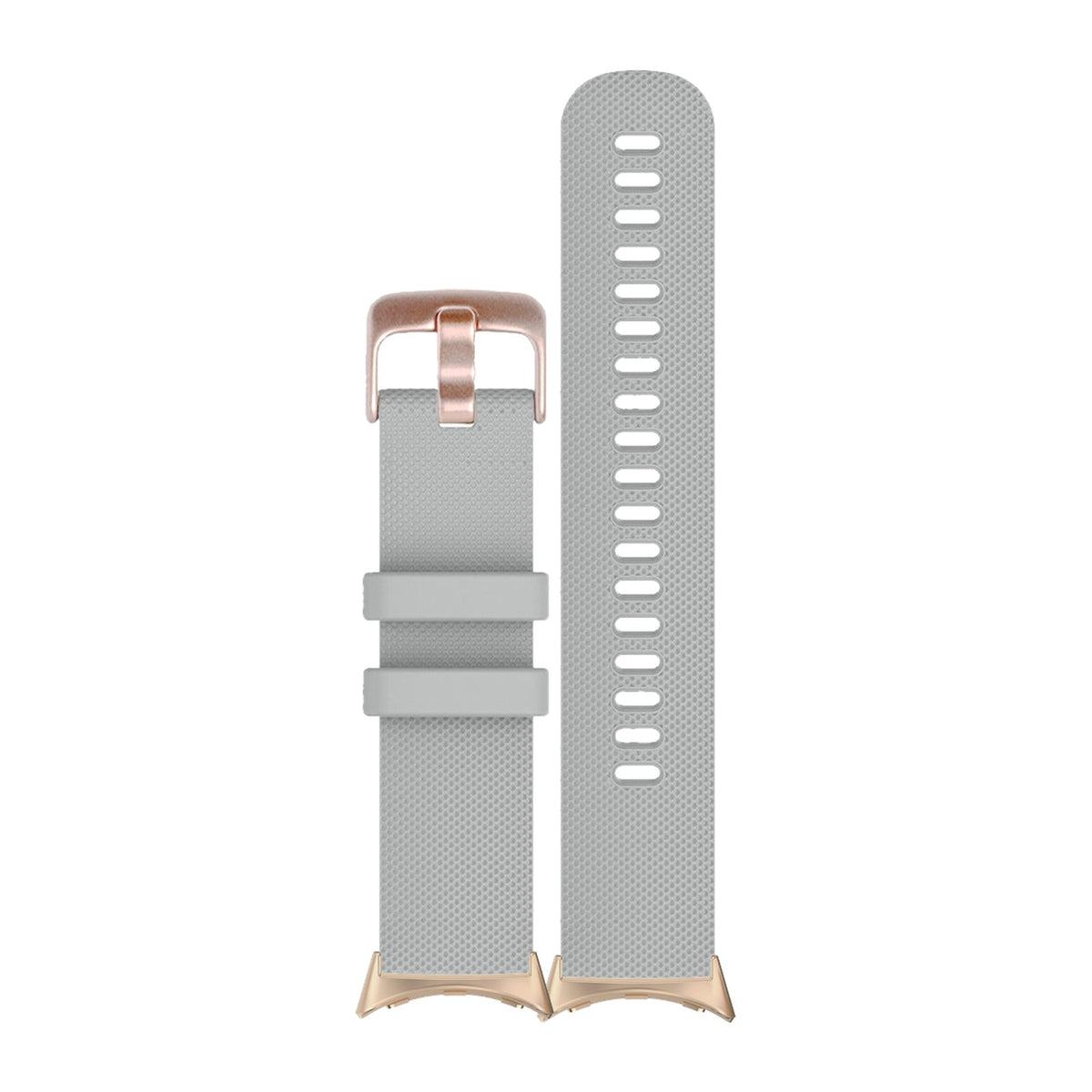 Classic Silicone Grey Rose Gold Rose Gold with Google Pixel Spring Bar Adapters - Wear Any 20mm Strap! for Pixel Watch 1-5 41mm