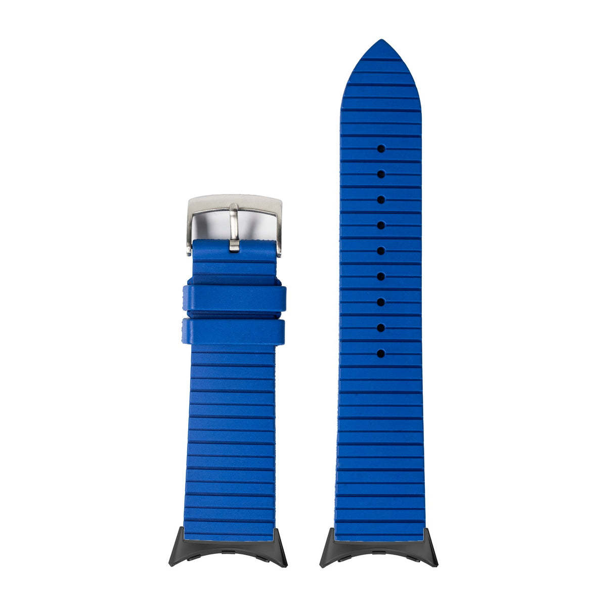 King Panelarc FKM Rubber - Royal Blue Black with Google Pixel Spring Bar Adapters - Wear Any 20mm Strap! for Pixel Watch 3-5 45mm