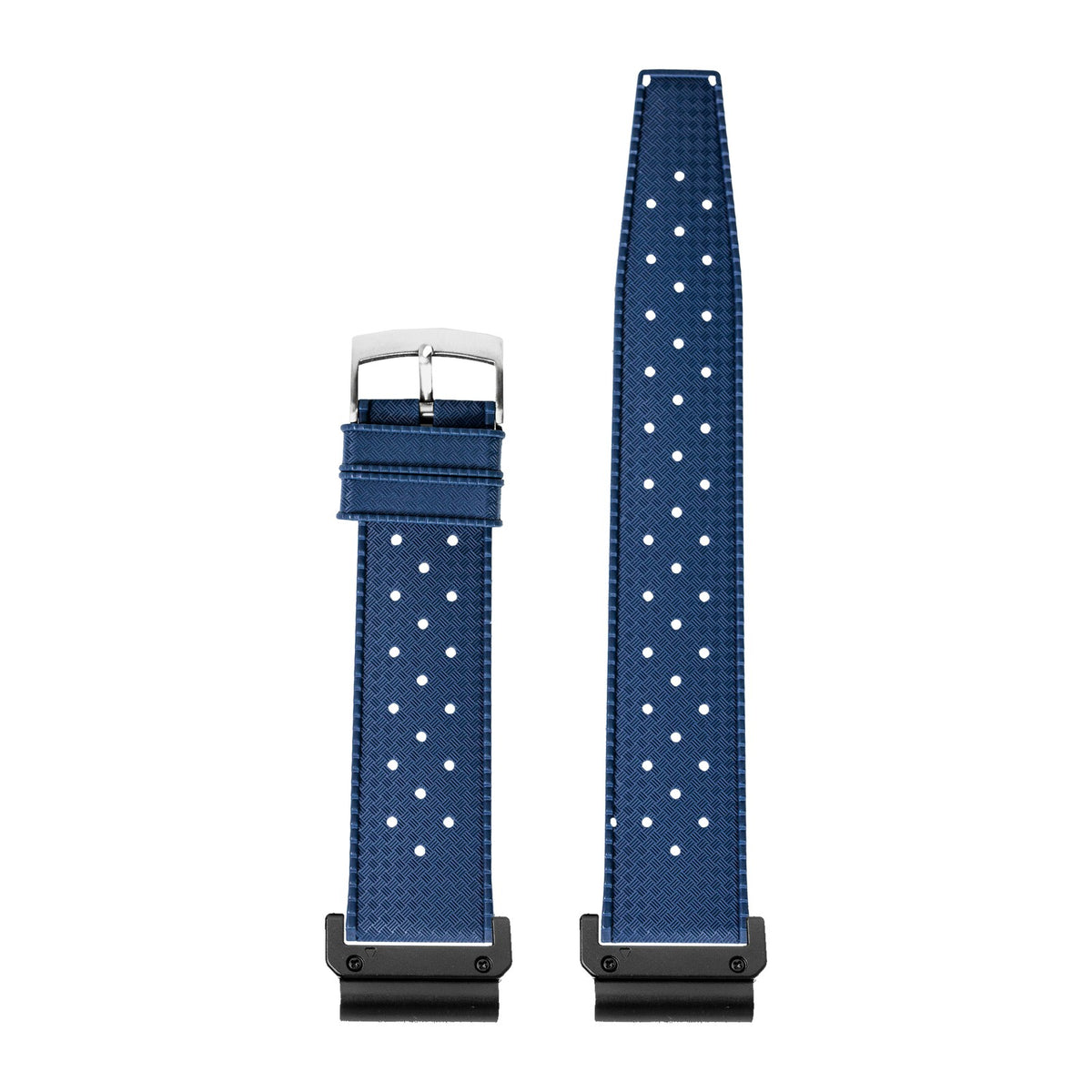King Tropic FKM Rubber - Navy Blue Black with Slim Military Spring Bar Adapters - Wear Any Non-Garmin Strap! for QuickFit