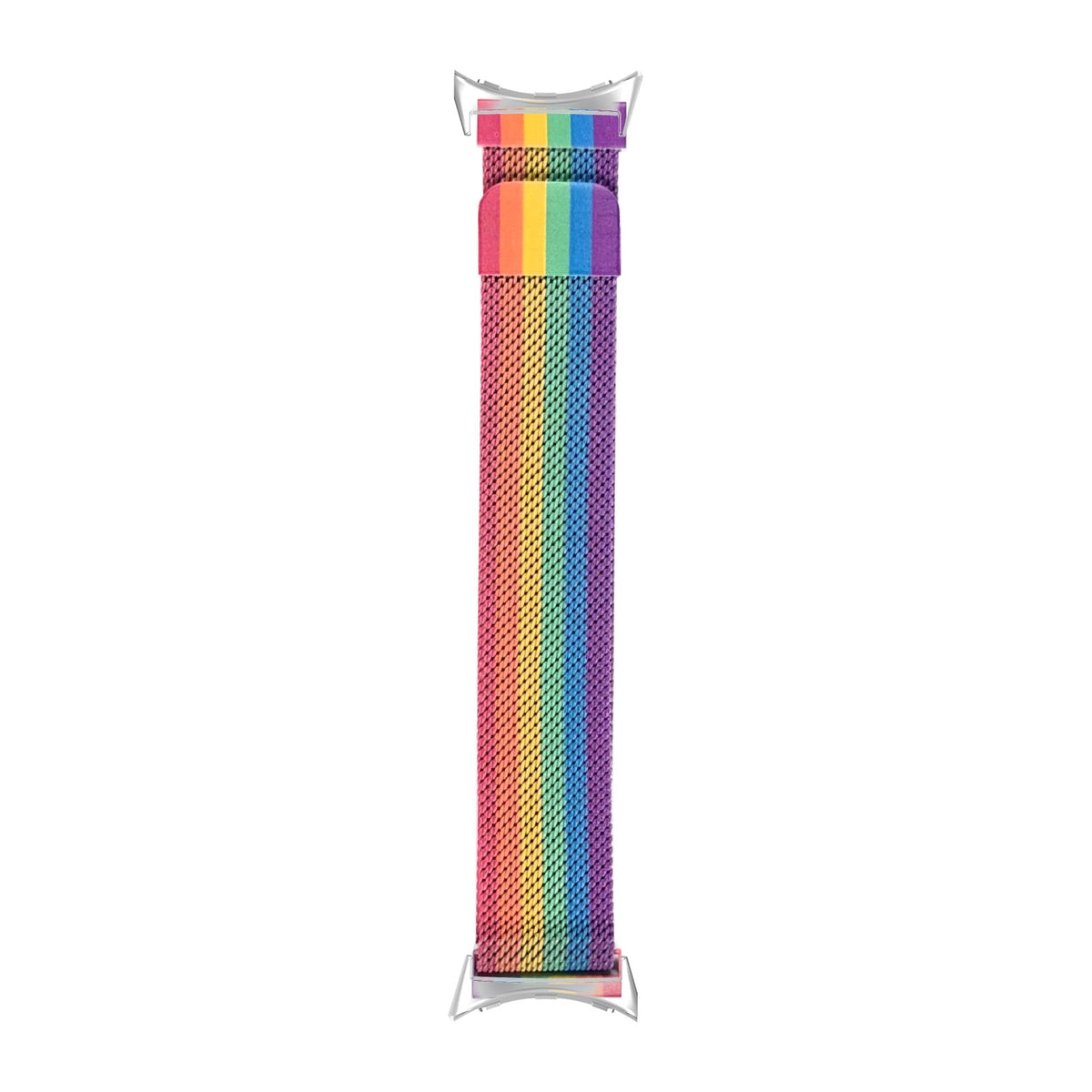 Milanese - Rainbow Silver with Google Pixel Spring Bar Adapters - Wear Any 20mm Strap! for Pixel Watch 1-5 41mm