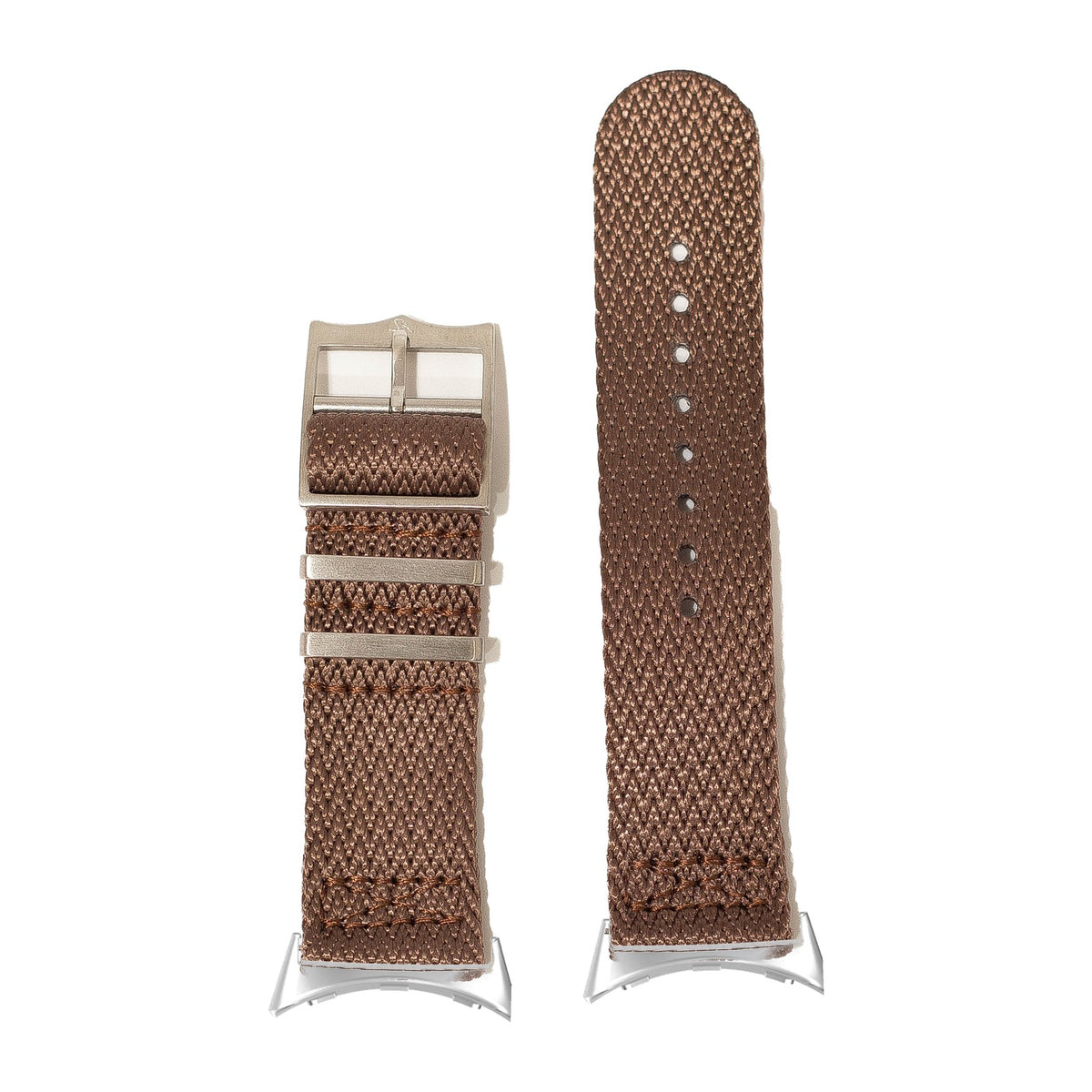 Sharktooth Militex - Coffee Brown Silver with Google Pixel Spring Bar Adapters - Wear Any 20mm Strap! for Pixel Watch 3-5 45mm