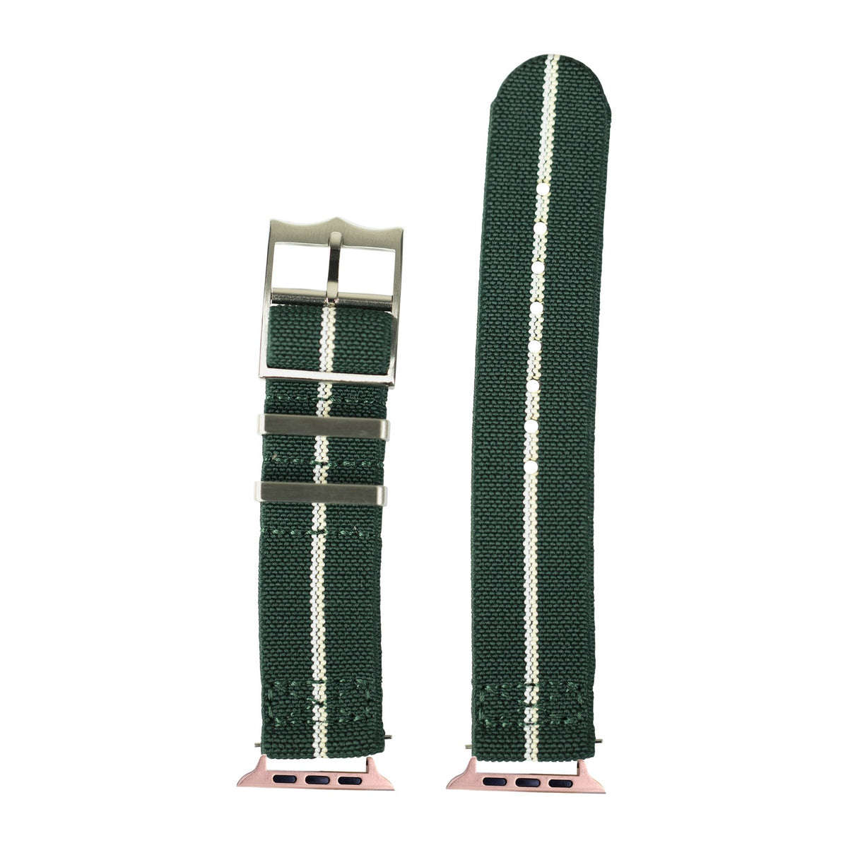 ElastoFlex - Green/Wheat/White Rose Gold with Connecters - Spring Bar Type for Apple Watch