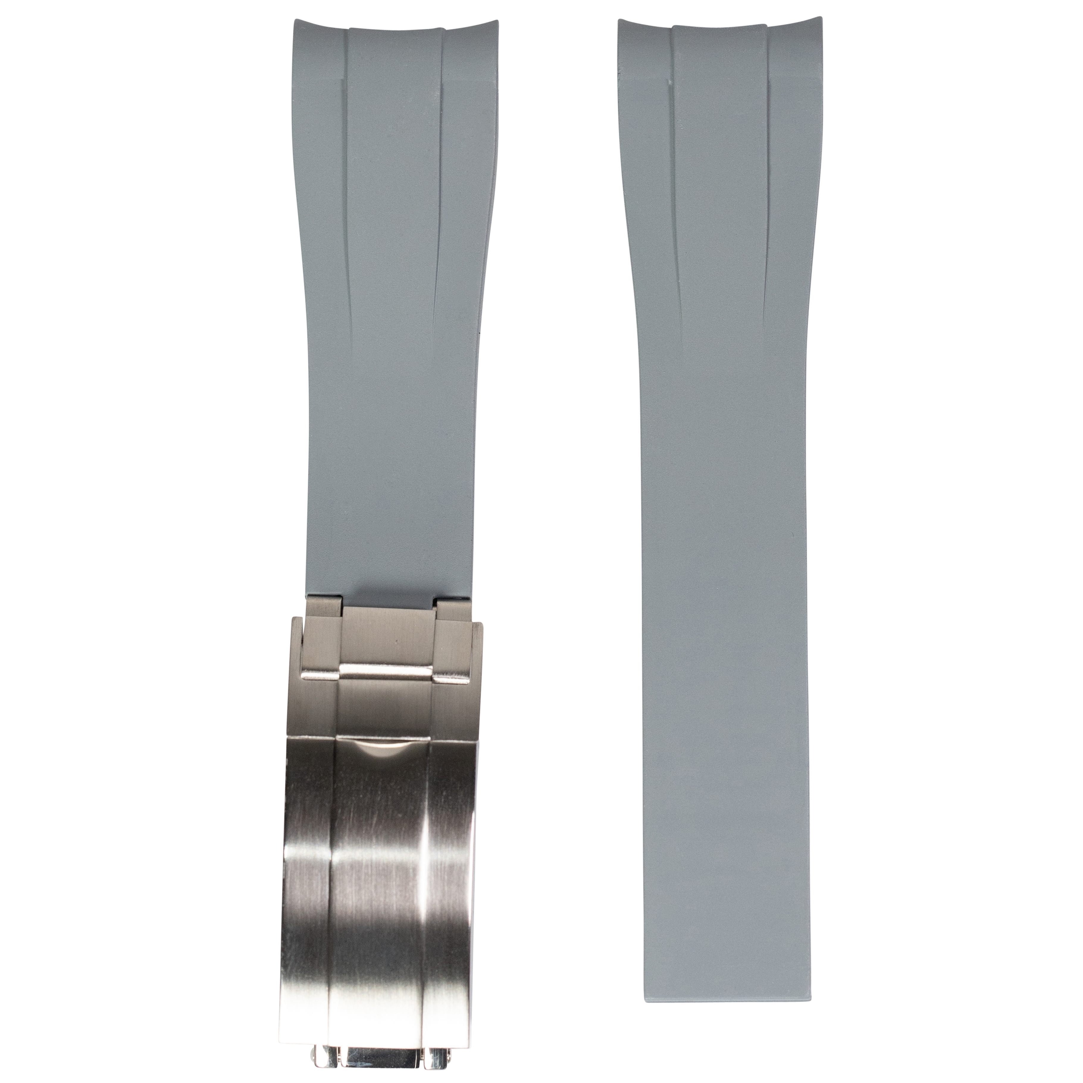Grey vulcanised rubber watch strap with stainless steel Oyster clasp for Rolex watches