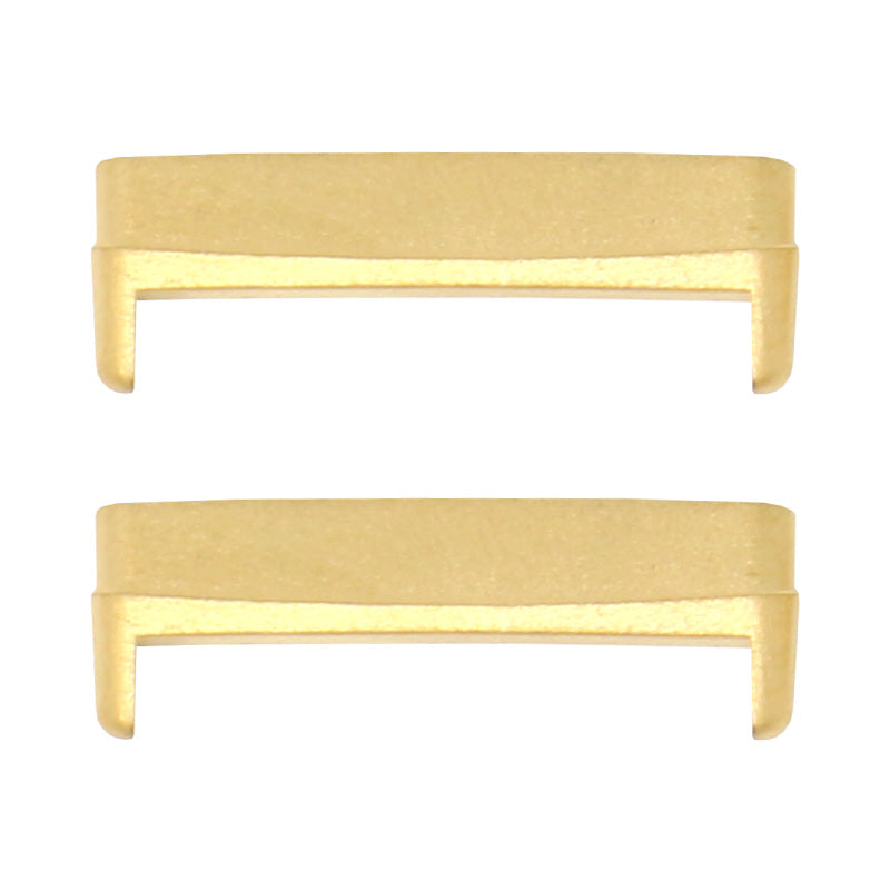 Gold metal band adapter lugs for Fitbit smartwatch strap replacement, compatible with Versa and Sense models