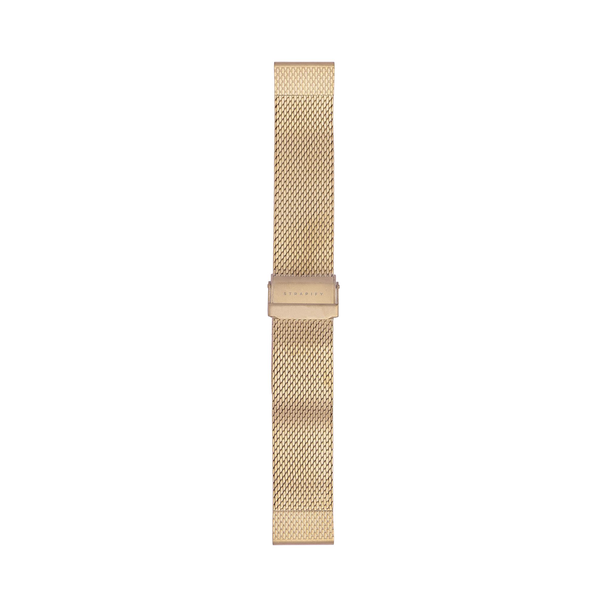 Gold-tone milanese mesh watch band with titanium featherlight quickfit connector and engraved clasp