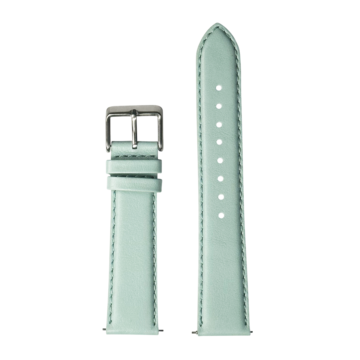 Light tiffany blue padded leather watch band with silver buckle for Galaxy Watch